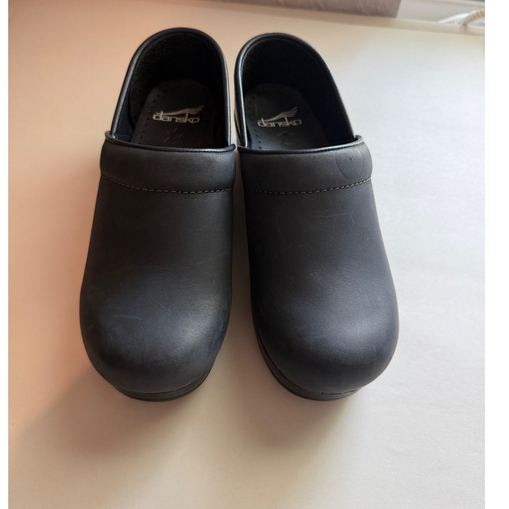 Dansko Professional Clogs Size 37 Navy Oiled Leather Comfort Work Shoes